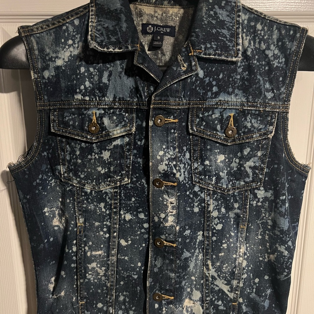 J. Crew Distressed Blue Denim Vest for Men- Small